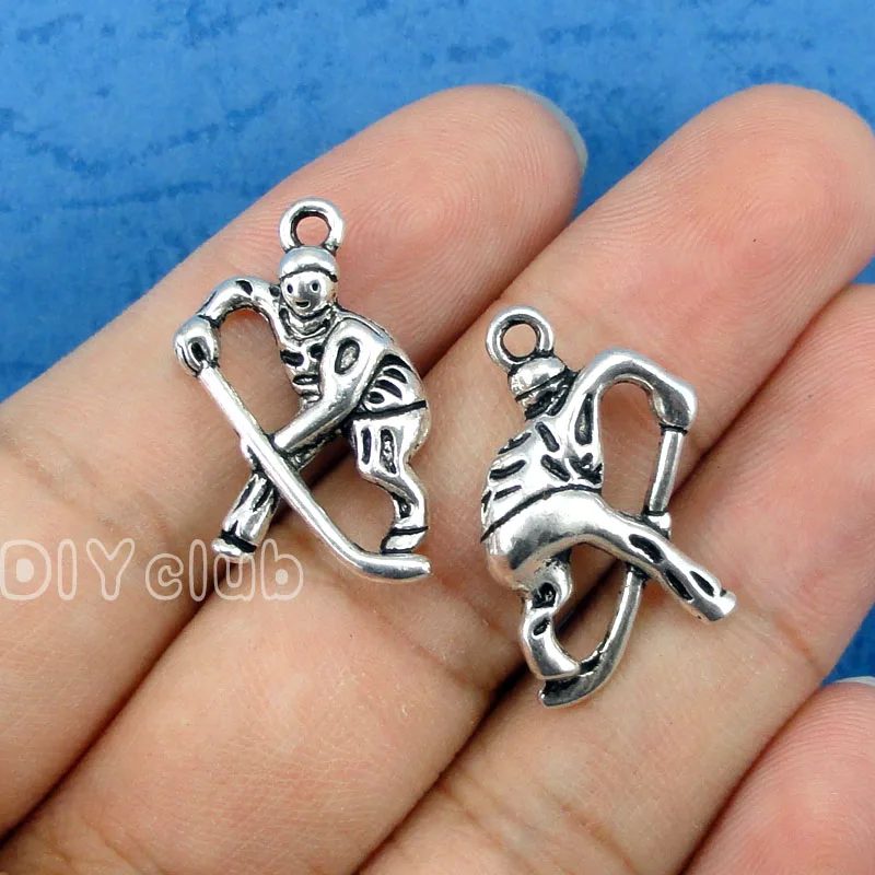 30pcs 24x15mm 20~ 100 шт античные серебряные бронзовые золотые добавки были#1 Я люблю сердце хокейные украшения хоккейные палочки обувь ледяной хоккейный плеер кулон для мамы - Окраска металла: 30pcs 24x15mm