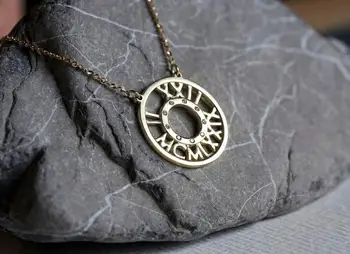 

Circle Necklace Roman Numerals Necklace Diamond Necklace Circle Necklace Circle Necklace Karma Necklace Stainless Steel