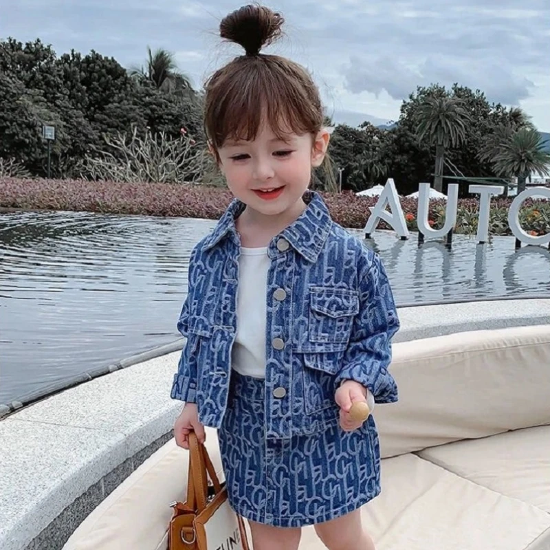 Girls Clothing Set Baby Girl Jean Clothes Set Cotton Infant Toddler Kid Denim Jacket + Skirt 2PCS Spring Autumn Summer 1-10Y