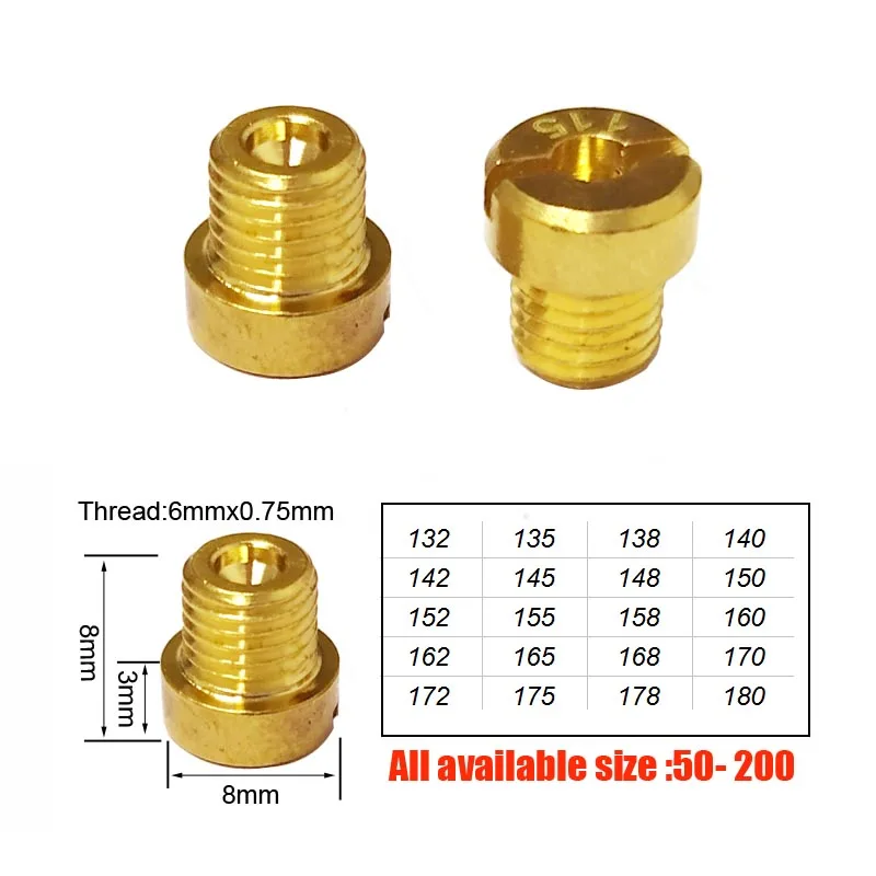 

M6 Thread 6mm Main Jet for DellOrto Piaggio POLINI Carburetor NC Injector Nozzle Size 132-180