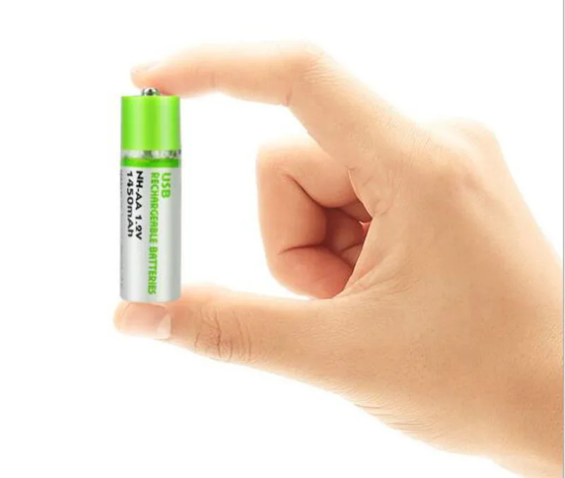 2 шт 1,2 V AA Ni-MH аккумулятор 1450mAh Премиум USB перезаряжаемые батареи светодиодный индикатор повторное использование экологически чистая батарея