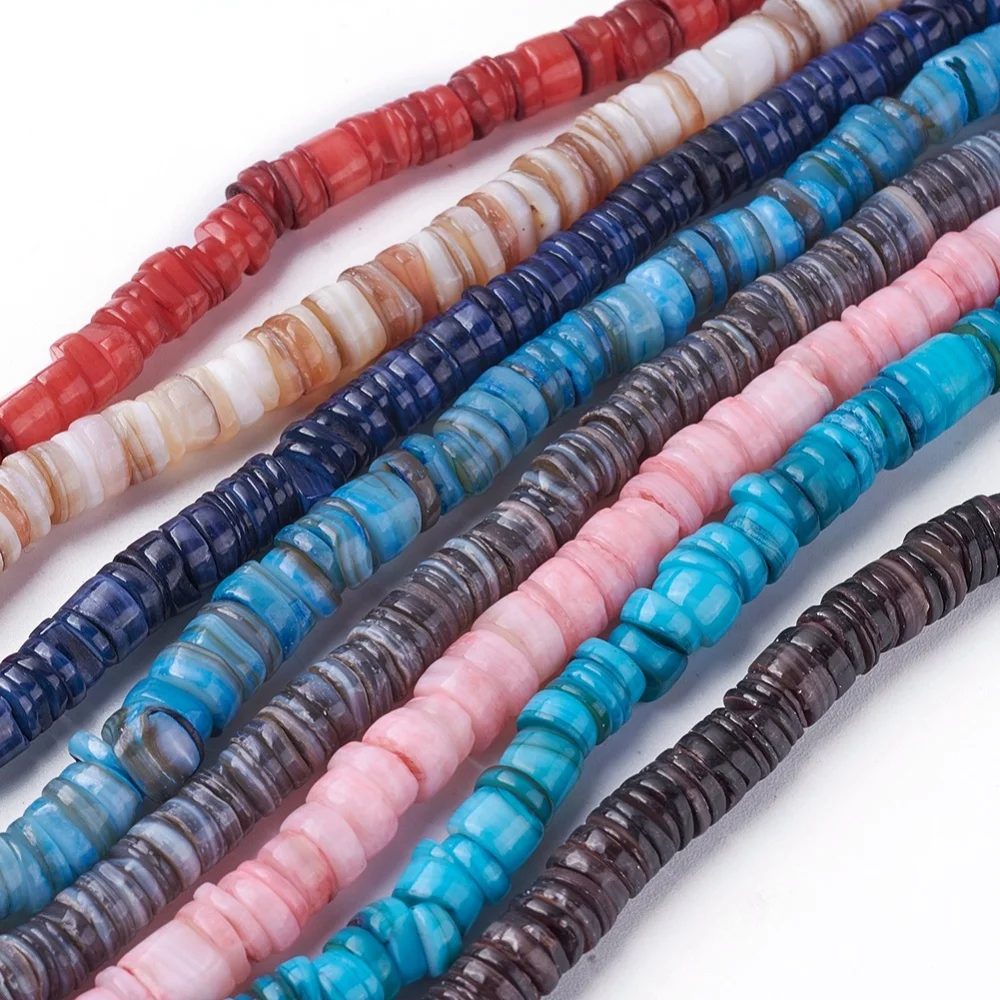 5 Strand Mix Color Dyed Shell Beads 4.9~6mm Nuggets Shell Spacer Beads ...