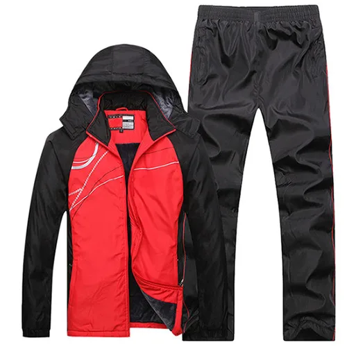 D2233 red Aismz, мужские зимние спортивные костюмы, мужской комплект, утепленная флисовая куртка+ штаны, костюм, толстовка, стильная толстовка, мужские спортивные костюмы, размеры L~ 5XL - Цвет: D2233 red
