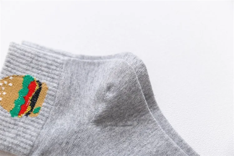 SP& CITY 5 пар/ком2/мультяшные хлопковые носки с рисунком гамбургера картофеля фри Женские Повседневные Дышащие забавные носки уличная одежда для еды