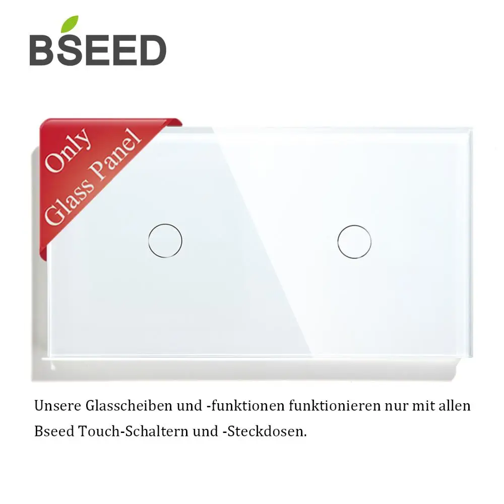BSEED жемчуг кристалл стеклянная панель 157 мм белый черный глоден для стены сенсорный выключатель - Цвет: White