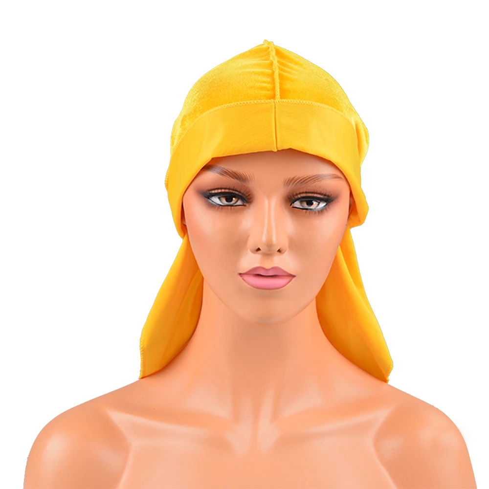 WENYUJH длинный хвост шелковый шарф Мусульманский Doo Rag пиратская шляпа Durag Кепка chemo Череп Шляпа Тюрбан повязка для волос банданы 12 цветов на выбор