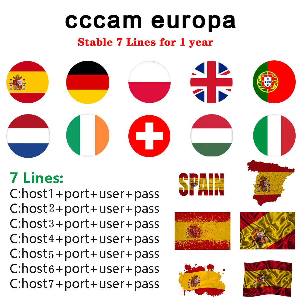 2021 ccam líneas para Europa 5/7 línea DVB-S2 Satélite GTmedia V8 Nova V7S V9 Freesat V7