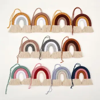 

Nordic Home Weaving Rainbow Tapestry Cotton Hand-Woven Color Ornaments Children'S Room Decoration Tassel Wall Hanging