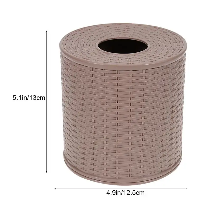 Classical Tissue Box Round Napkin Holder Tissue Paper Storage Containers Box(Brown