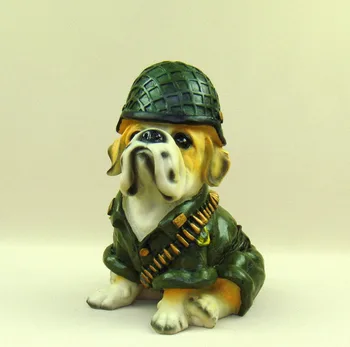 

FUNNY FIGURINES BULLDOG IN UNIFORM RESIN PITBULL MINIATURE CARTOON DECORATION GIFT AND CRAFT KNICKKNACK ORNAMENT ACCESSORIES