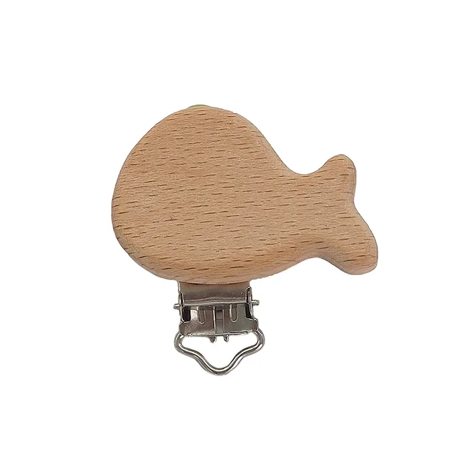 Chenkai 50PCS Wooden Bear Flower Car Heart Bird Elephant Round Star Clips BPA Free For DIY Baby Nature Pacifier    Chain Gifts Whale