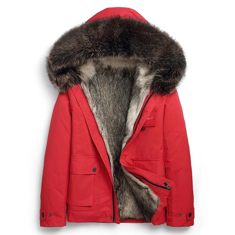 Seveyfan, мужское пальто с натуральным мехом, зимняя парка с капюшоном, натуральный мех, утолщенная теплая куртка, ветровка, пальто для мужчин 540