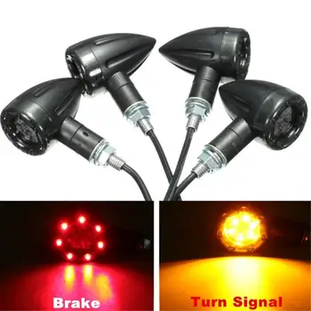 

4Pcs/Set DC 12V Universal Motorcycle LED Lamp Rear Turn Signal Brake Lights Indicator Black ABS Housing PC Lens LED