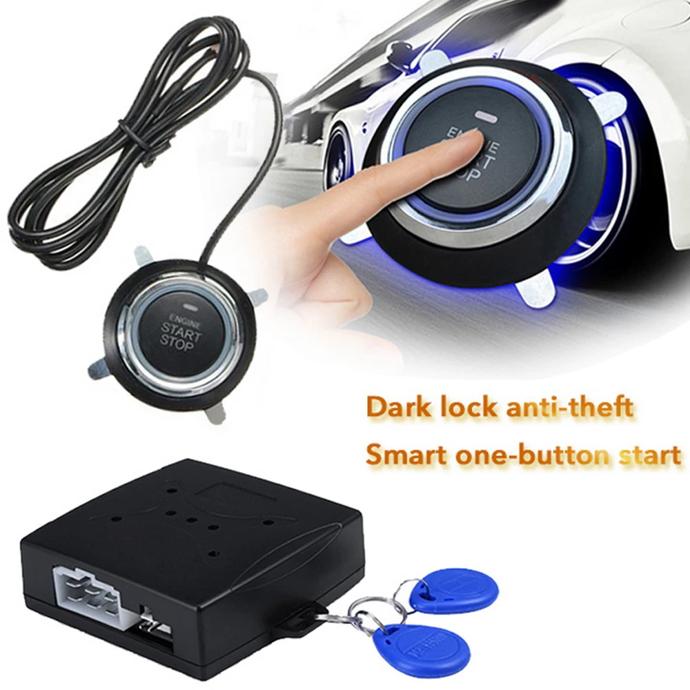

12V Car Start Stop Button Engine Start Button Alarm Universal RFID Dark Lock AntiTheft Device Keyless System Door Tactile Button