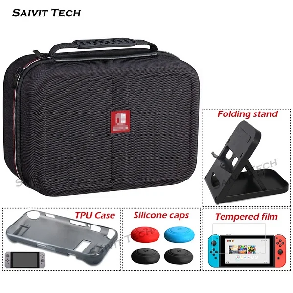 B Kit 12in1rend переключатель аксессуары большая ручная сумка для хранения Nitendo защитный ТПУ чехол и складная подставка для консоли nintendo Switch - Color: B Kit