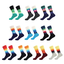 1 пара, мужские носки с градиентными цветами, стильные мужские Компрессионные носки для бега и велоспорта, повседневные платья, длинные носки