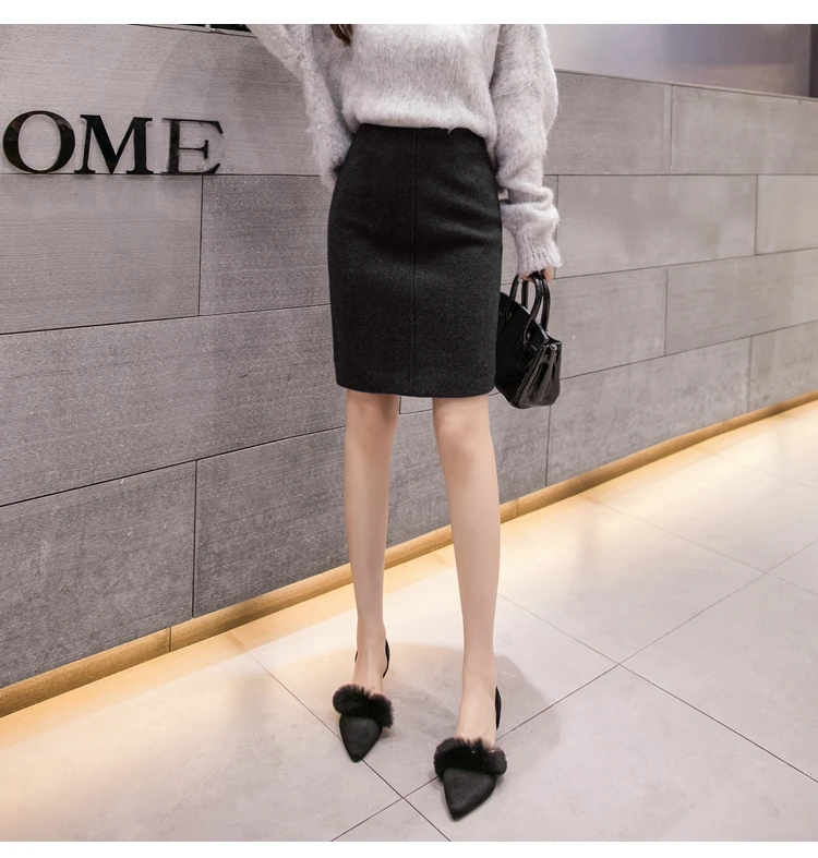 Neophil, зимние черные толстые шерстяные мини юбки-карандаш для женщин, повседневные Облегающие юбки с высокой талией, женская одежда для офиса и работы, шерстяные юбки Saias S9221