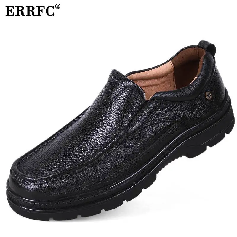 

Designer Concise Men Brown Dress Shoes Fashion Man Black Slip On Leather Shoes For Father Platform Shoes Plus Size 48 49