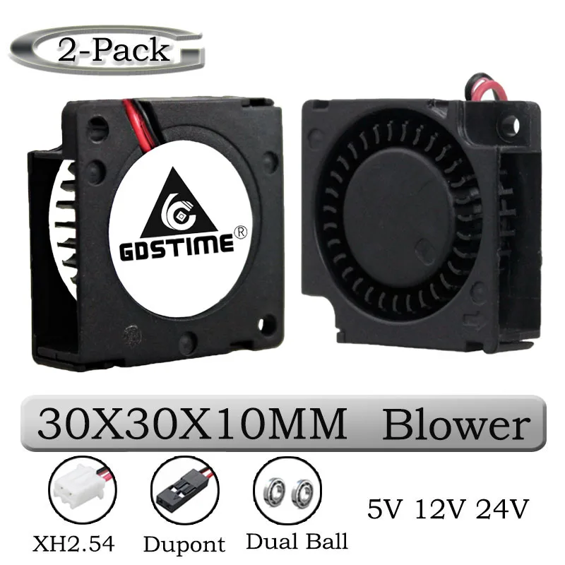2 шт. Gdstime DC 5 в 12 В 24 30x30x10 мм втулка двойной шар 1 дюйм маленький мини воздуходувка