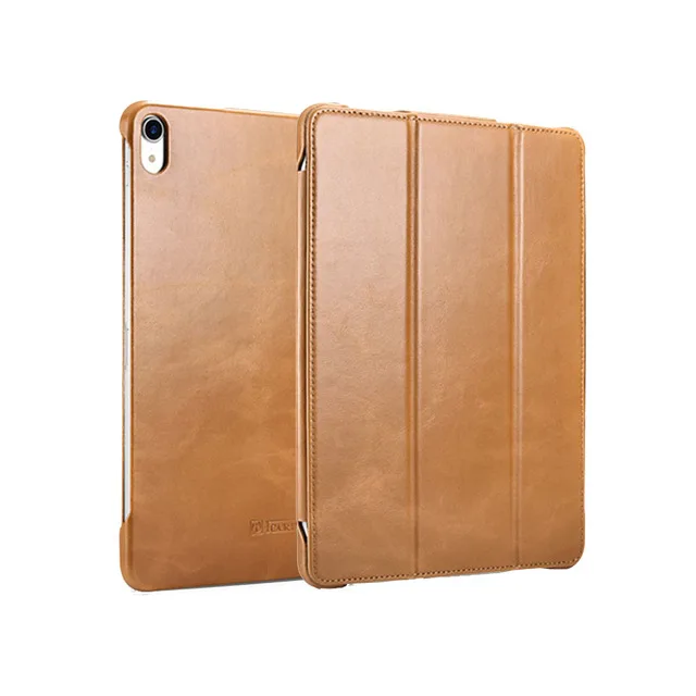 Khaki Чехол из натуральной кожи в стиле ретро для iPad Pro 12,9,, яловая кожа, трехслойная подставка, умный чехол для iPad Pro 12,9 '', чехол - Цвет: Khaki