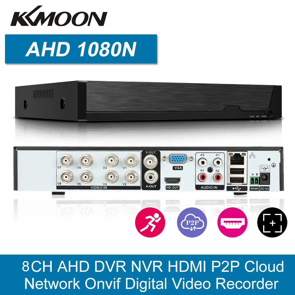 Аналоговая камера высокого разрешения CVI TVI NVR HVR 5-в-1 DVR 8CH 1080P видеомагнитофон ONVIF P2P подключением к телефону мониторинга для видеонаблюдения Системы комплект