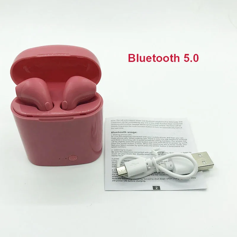 I7s TWS 5,0, беспроводные Bluetooth наушники, стерео наушники-вкладыши, гарнитура с зарядным устройством для xiaomi, iphone, смартфон, наушники - Цвет: red