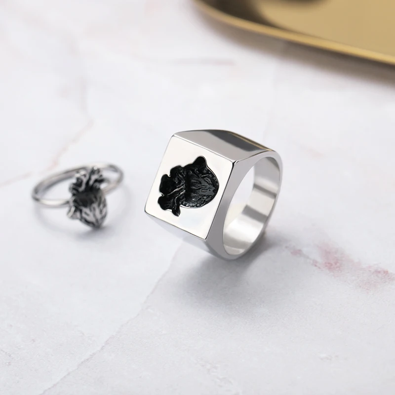 2 шт./набор прямоугольные кольца в виде сердца из титановой стали для мужчин и