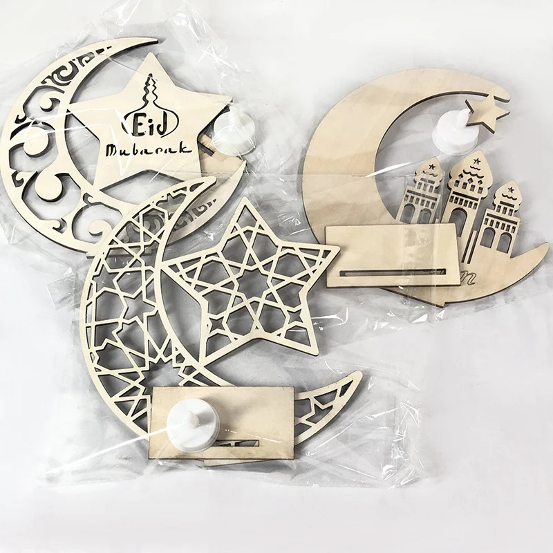 

Candles Lamp Ramadan Wooden Eid Mubarak Crescent Islam Muslim Mosque Ramadan Wooden Eid Mubarak Decoration 1#
