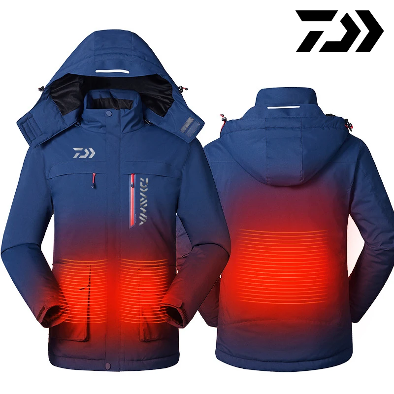 Daiwa мужские зимние толстые хлопковые куртки с USB подогревом, уличная Водонепроницаемая ветровка для походов, альпинизма, лыжного спорта