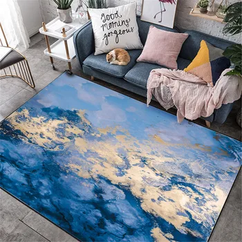 

Nordic Blue Sea Water Oil Painting Rugs For Bedroom Nordic Style Room Decoration Bathroom Carpet Anti-slip Chair Mat Kitchen Rug