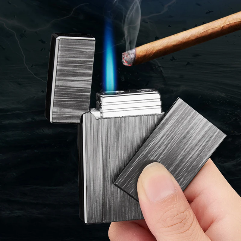 

Straight Into The Blue Fmale Lighter Personality Opening Side Sliding Windproof Inflatable Lighter Zinc Alloy Brushed Suiface