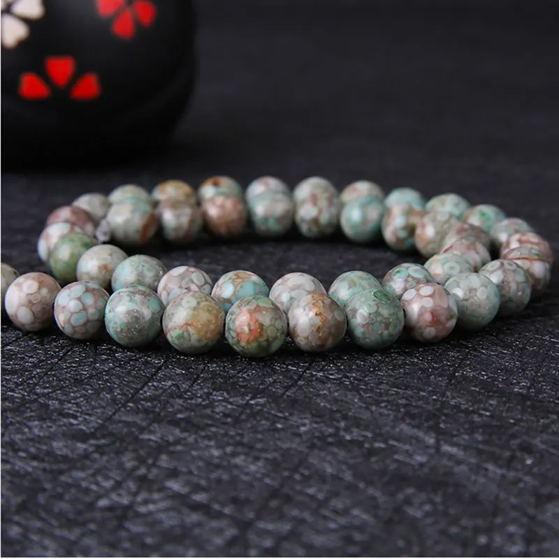 Natural Maifan Stone Red Gray Green Coffee Stone Round Beads For Jewelry Making Strand 15 Inch DIY Accessorries Bracelet Beads