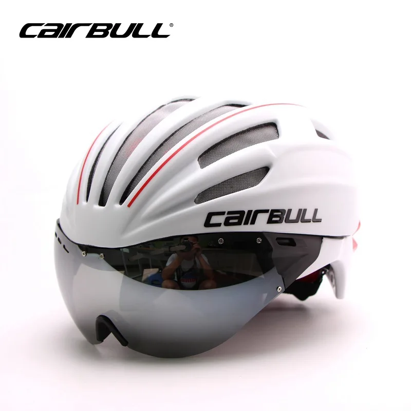 CAIRBULL велосипедный шлем с ветрозащитными линзами, шлем для горного велосипеда, цельнолитые дорожные MTB очки, велосипедный шлем Casco Ciclismo - Цвет: White red