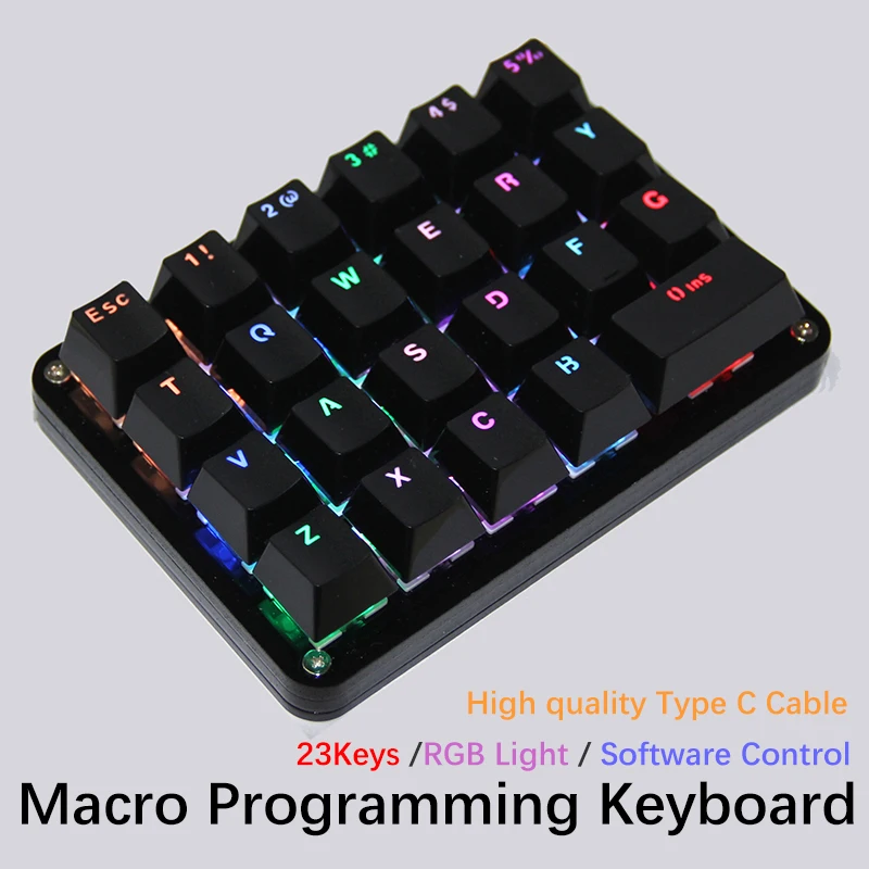 Teclado Mecânico Gateron Cereja Teclado de Programação Macro Backlight Rgb Jogos Programáveis Laptop Mac Windows 23 Chaves