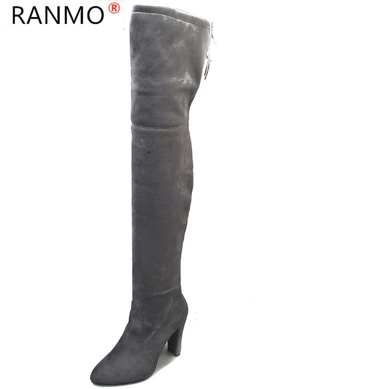 RANMO 2020 новые женские кожаные ботинки с высоким голенищем выше колена сапоги на