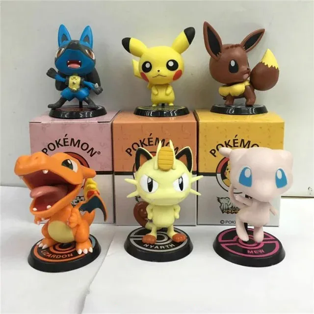 6 шт./компл. 8 см покемон Пикачу Mewtwo Charizard Eevee Аниме фигурки и игрушки модель игрушки для детей - Цвет: CAMEL