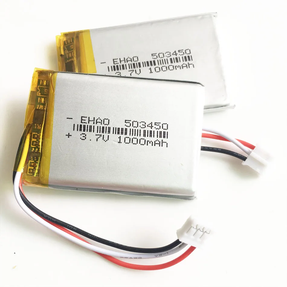 2pcs 3,7 в 1000 мАч 503450 JST PH 2,0 мм 3pin штекер литиево-полимерный lipo аккумуляторная батарея для MP3 DVD, Pad камера рекордер динамик - Цвет: 2pcs
