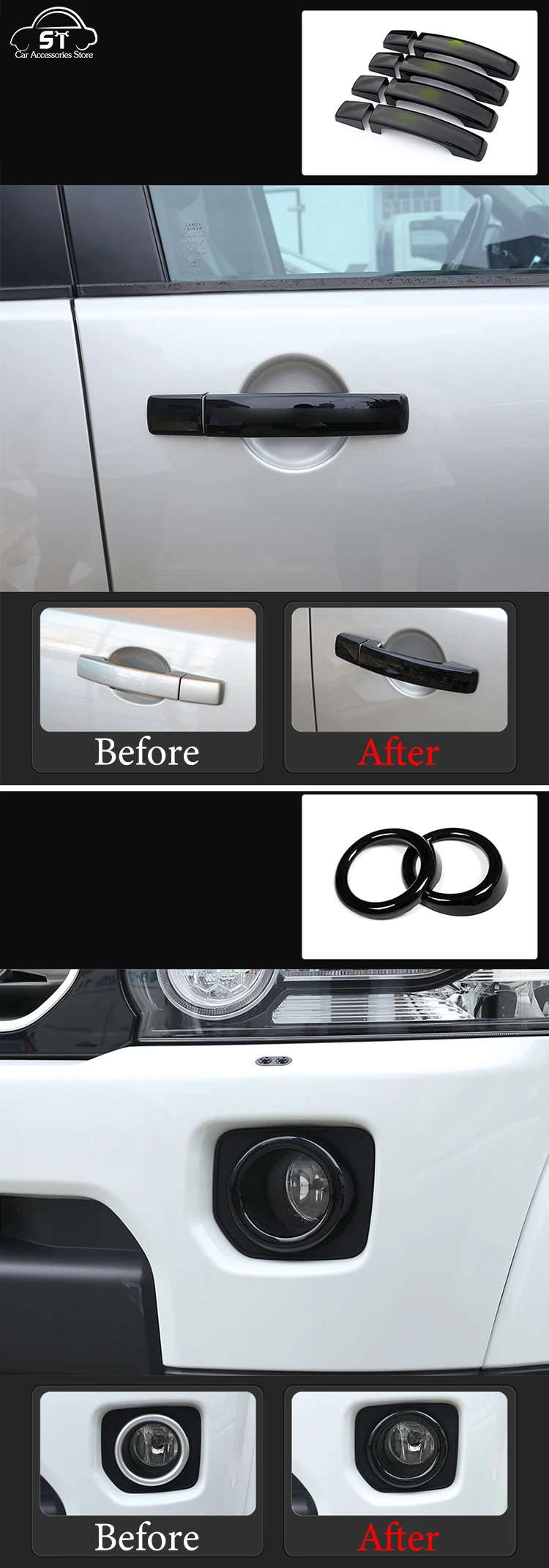 Car Steering Wheel,AC Vent Outlet Knob,Door Handle,Cover Trim,ABS Chrome,For LandRover Freelander 2 2007-2015 Interior Accessory