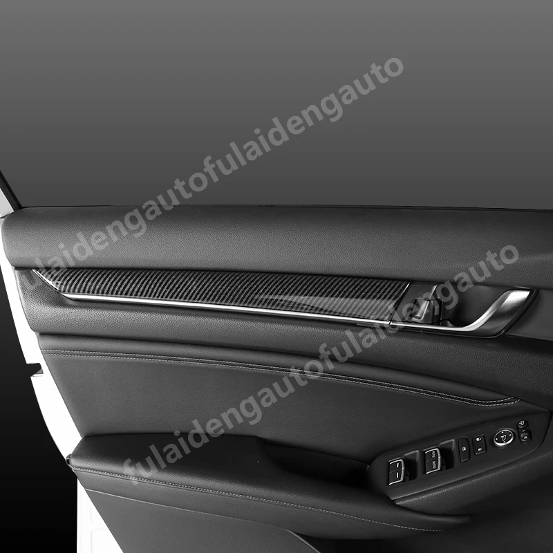 4pcs For Honda Accord- ABS Carbon Fiber Interior Door Sequin Stripe Decoration Cover Trim Car Styling Accessories