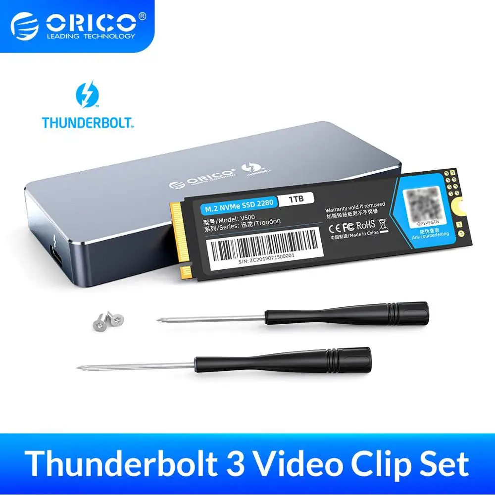 Портативный SSD накопитель ORICO Thunderbolt 3 40 гбит/с NVME M.2 1 ТБ PSSD алюминиевый Type C с