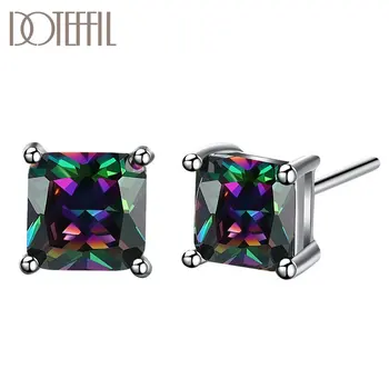 

DOTEFFIL 925 Sterling Silver Color AAA Zircon Square Earrings Charm Women Fashion Jewelry Wedding Party Gift
