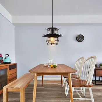 

20cm Vintage Industrial Rustic Flush Mount Ceiling Light Black Metal Lamp Fixture Nordic Style Creative Retro Light Lamp