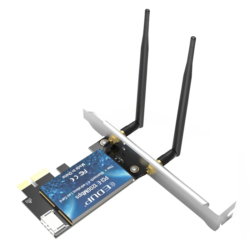 EDUP PCI-E 1200 Мбит/с WiFi карта Bluetooth 4,0 адаптер 2,4 ГГц/5 ГГц Двухдиапазонная беспроводная сетевая карта с антеннами для настольного ПК