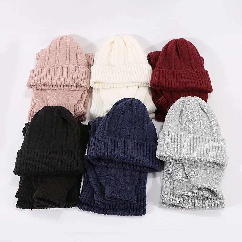 Beanie кольцо для шляпы Шарфы полный палец перчатки Набор для женщин и мужчин открытый мягкий Балаклава для шеи шапочка шапки шарф перчатки набор