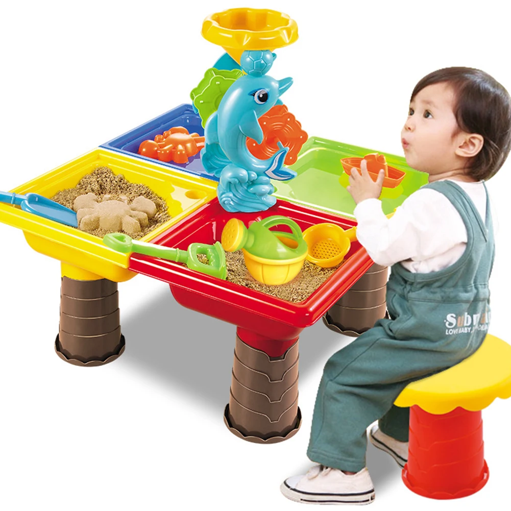 Dolphin Square Сад Песочник играть летний песок стол Приморский ведро воды пляж игрушка набор для детей на открытом воздухе стол копать яма дети - Цвет: Dolphin Square