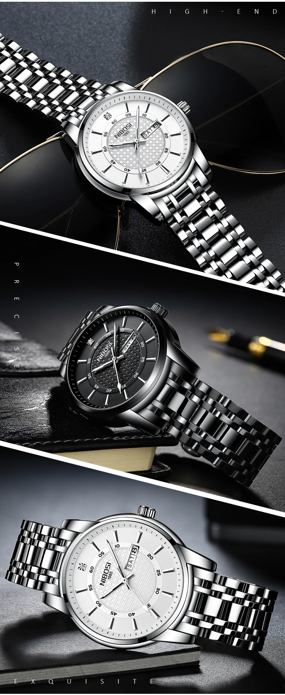 Relogio Masculino NIBOSI Brand Design Men Watch Waterproof Stainless Steel Sports Quartz Watches For Men Relojes Para Hombre
