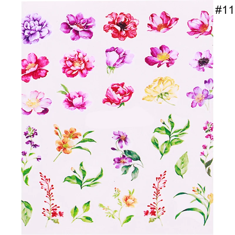Nail Water Decals Colorful Flowers Butterfly Mixed Patterns Beauty Design Nail Art DIY Decoration Transfer Stickers Paper - Цвет: 18