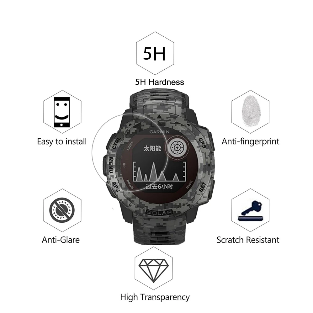 Película LCD antiarañazos para Garmin Instinct, Protector de pantalla de reloj inteligente, Nano, a prueba de explosiones, 3 uds., 5H