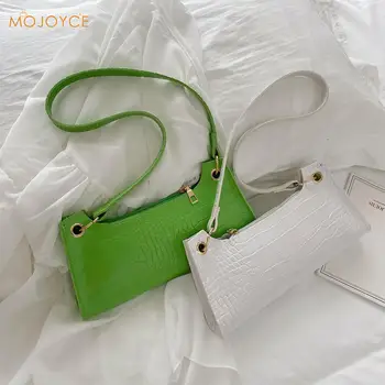 

Fashion Alligator Pattern Female Small Handbag Totes Portable Women Solid Color PU Leather Casual Underarm Purse Shoulder Bags