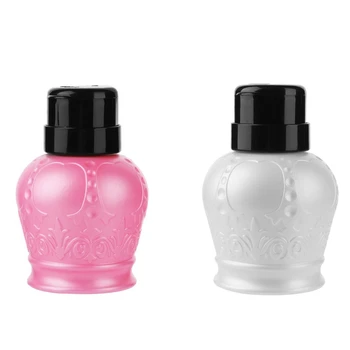 

2Pcs Pump Dispenser Nail Art Polish Wash Remover Alcohol Liquid Cleaner Empty Plastic Press Pump Bottle Nail Diy Manicure Tools(